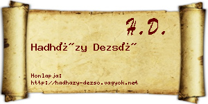 Hadházy Dezső névjegykártya